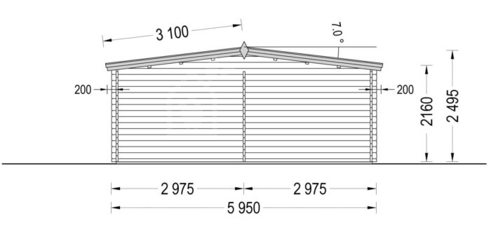 Carport aus Holz für 1 Auto mit Schuppen (44 mm), 5x6 m