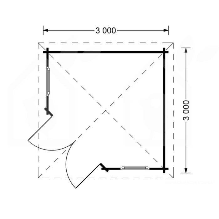 Premium Gartenhaus ALAN (28mm), 3x3m, 9m²