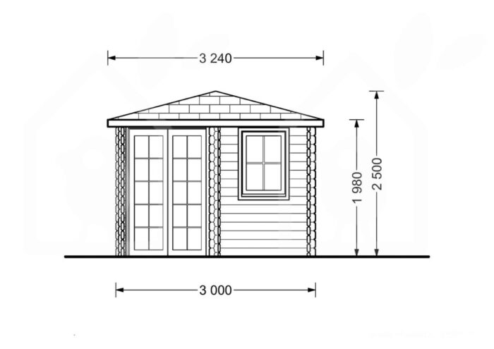 Premium Gartenhaus ALAN (28mm), 3x3m, 9m²