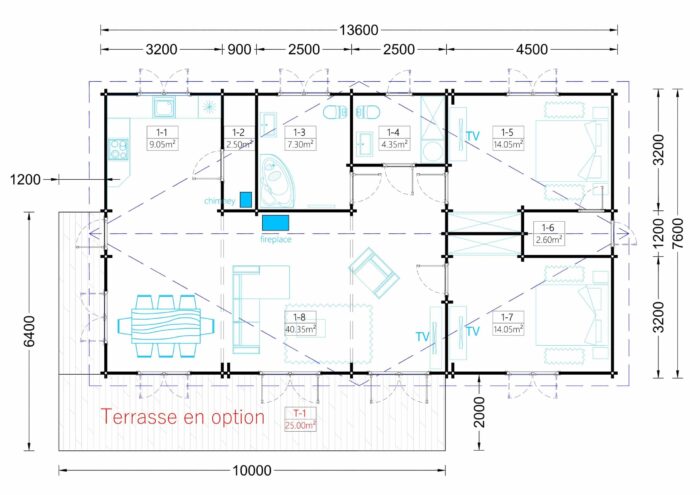 Blockbohlenhaus LIENZ (66 mm) 103 m²