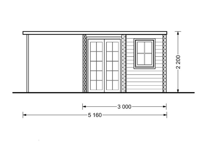 Premium Gartenhaus Gartenhaus ALAN PLUS (28mm), 5x3m, 9m² + 6.5m²