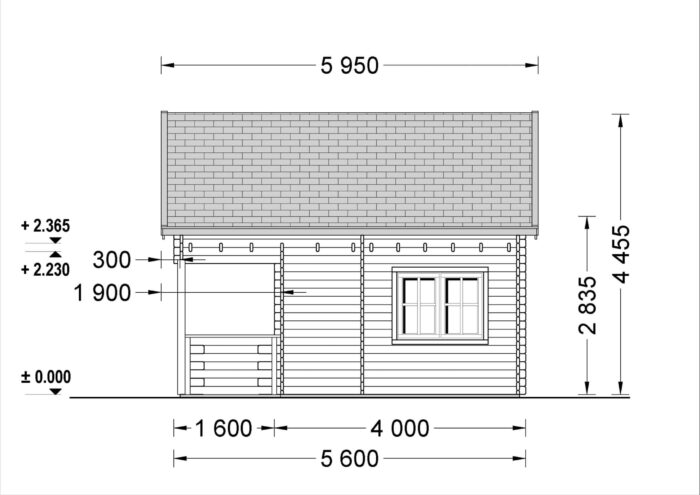 Blockbohlenhaus Tirol mit Schlafboden und Terrasse (44 mm), 20 m² + 8 m²