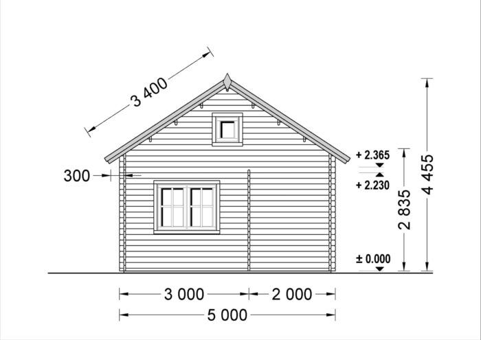 Blockbohlenhaus Tirol mit Schlafboden und Terrasse (44 mm), 20 m² + 8 m²