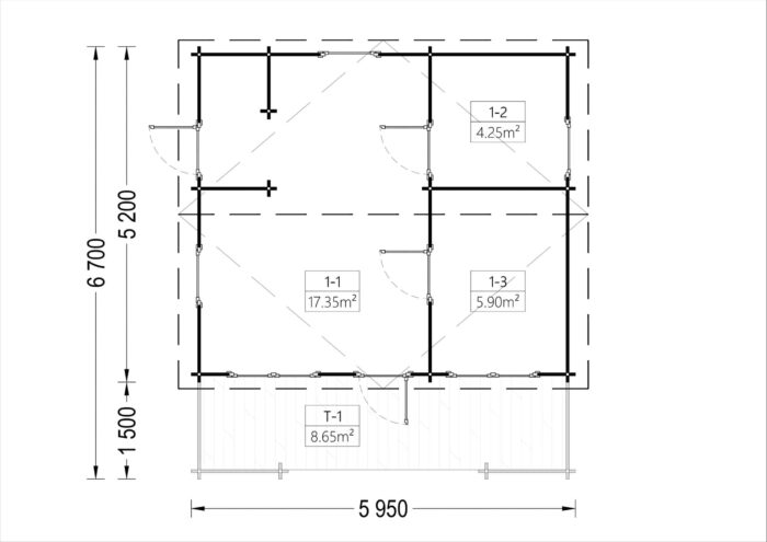 Blockbohlenhaus ARMIN (44 mm) 31 m²