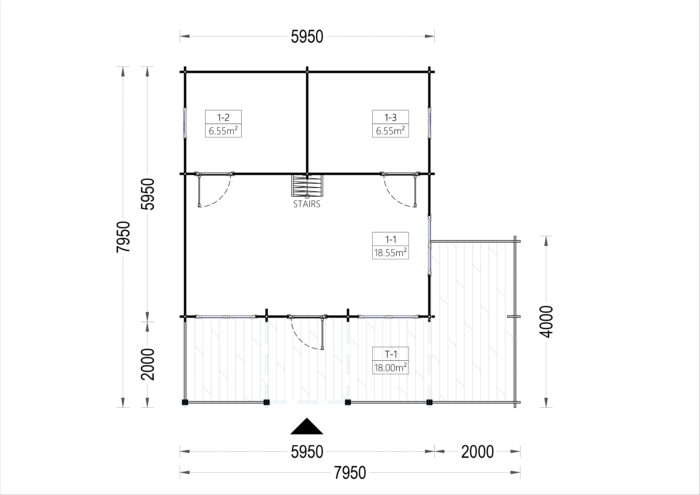 Blockbohlenhaus Innsbruck (44 mm) 36 m² mit 14 m² Schlafboden – Bild 9