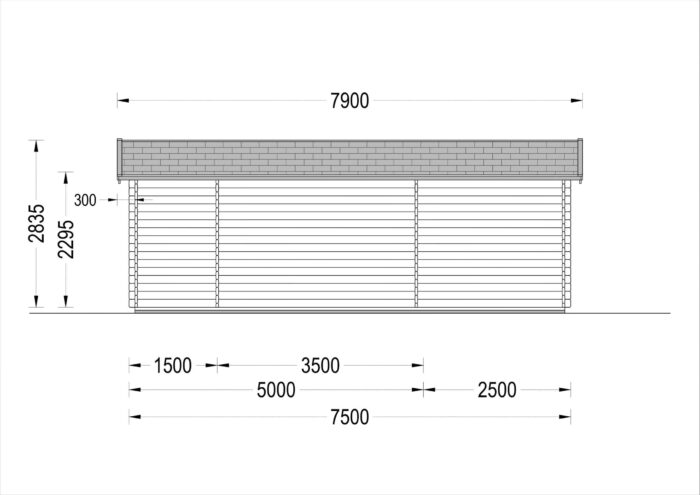 Blockbohlenhaus MILAN (44 mm) 37 m²