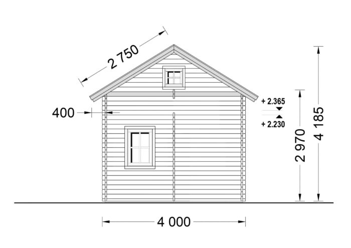 Blockbohlenhaus mit Schlafboden DORNBIRN (44 mm), 20 m² + 16 m²