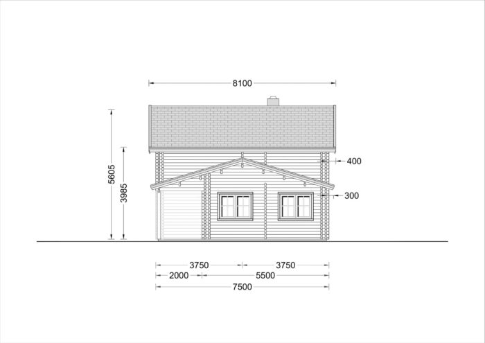 Blockbohlenhaus HORST (44+44 mm), 113 m² + 13 m² Terrasse