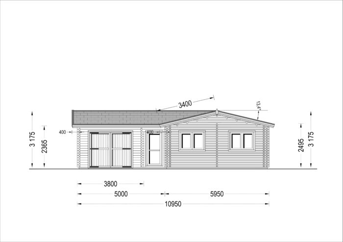 Blockbohlenhaus SEEFELD (44+44 mm) · 105 m² · Extra Isoliert – Bild 9