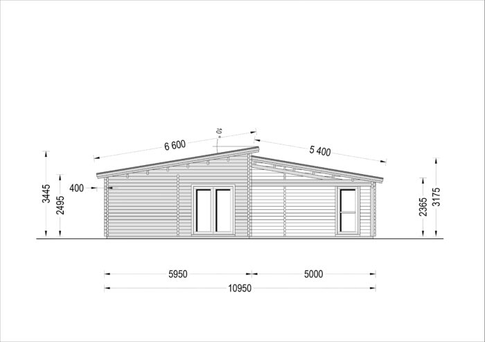 Blockbohlenhaus SEEFELD (66 mm) · 105 m² · mit Pultdach – Bild 15