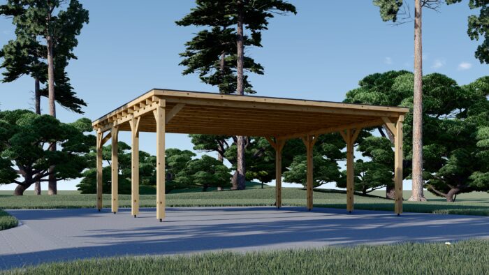 Doppelcarport aus Holz mit Flachdach, 6x6m, 36m²