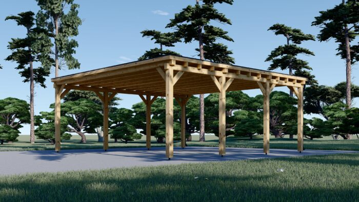 Doppelcarport aus Holz mit Flachdach, 6x6m, 36m²