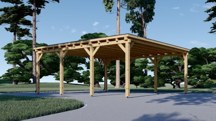 Doppelcarport aus Holz mit Flachdach, 6x6m, 36m²