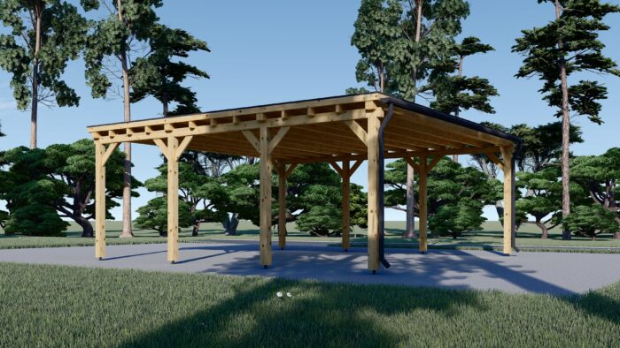 Doppelcarport aus Holz mit Flachdach, 6x6m, 36m²