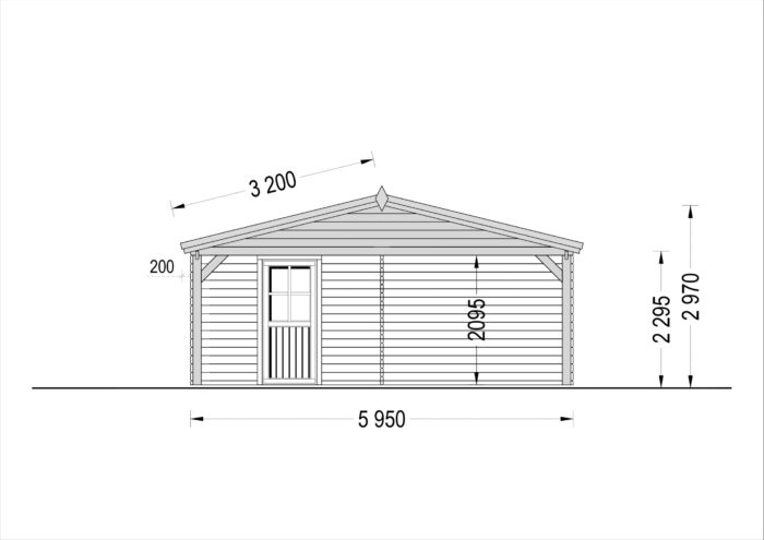 Holzgarage mit (44 mm) 4x6 m mit Doppelcarport 5.5x6 m