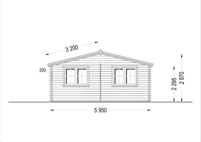 Holzgarage mit (44 mm) 4x6 m mit Doppelcarport 5.5x6 m