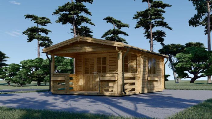 Gartenhaus aus Holz SABINE, 4x5.75 m, 16 m² + 7 m² Terrasse