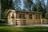 Blockbohlenhaus ARMIN (44 mm) 31 m² mit Satteldach