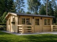 Blockbohlenhaus ARMIN (44 mm) 31 m² mit Satteldach Extra Isoliert