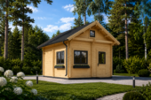 Blockbohlenhaus DORNBIRN (44+44 mm · Extra Isoliert) · 20 m² + 16 m² Schlafboden – Bild 4