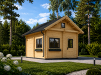 Blockbohlenhaus mit Schlafboden DORNBIRN (66 mm), 20 m² + 16 m²