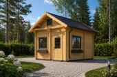 Blockbohlenhaus DORNBIRN (44+44 mm · Extra Isoliert) · 20 m² + 16 m² Schlafboden