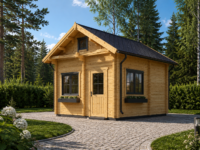 Blockbohlenhaus DORNBIRN (44+44 mm Isoliert) · 20 m² + 16 m² Schlafboden