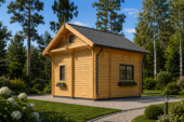 Blockbohlenhaus DORNBIRN (44+44 mm · Extra Isoliert) · 20 m² + 16 m² Schlafboden – Bild 2