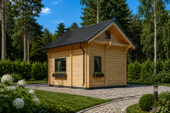 Blockbohlenhaus DORNBIRN (44+44 mm · Extra Isoliert) · 20 m² + 16 m² Schlafboden – Bild 3