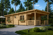Blockbohlenhaus HANNES (Extra Isoliert, 44+44 mm) · 42 m² + 10 m² Terrasse · Pultdach – Bild 4