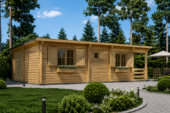 Blockbohlenhaus HANNES (Extra Isoliert, 44+44 mm) · 42 m² + 10 m² Terrasse · Pultdach – Bild 3
