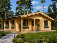Blockbohlenhaus LEIBNITZ (Isoliert, 44+44 mm), 78 m² + 15 m² Terrasse