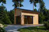 Blockbohlenhaus SANDRA (44mm + Holzverschalung), 20m² Isoliert