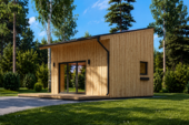 Blockbohlenhaus SANDRA (44mm + Holzverschalung), 20m² Isoliert – Bild 3