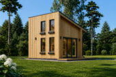 Blockbohlenhaus SANDRA (44mm + Holzverschalung), 20m² Isoliert – Bild 2