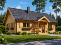 Blockbohlenhaus ERNI (44+44 mm) · Isoliert · ca. 70 m²