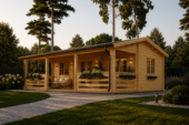 Blockbohlenhaus mit Terrasse LILLI, 32 m² + 20m²