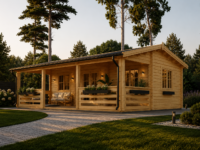 Blockbohlenhaus mit Terrasse LILLI, 32 m² + 20m² Isoliert