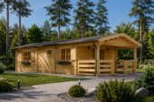 Blockbohlenhaus HANNES 42 m² + 10 m² Terrasse