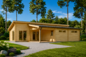 Blockbohlenhaus SEEFELD (66 mm) · 105 m² · mit Pultdach – Bild 4