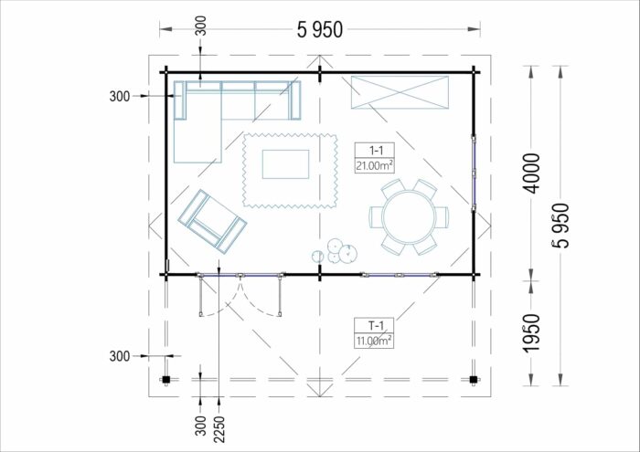 Gartenhaus KLAUS 6x6m, 36m²