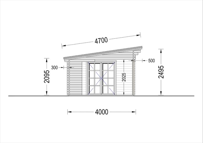 Premium Gartenhaus KARL (34mm) 5x4m, 20m² + 8m² Terrasse