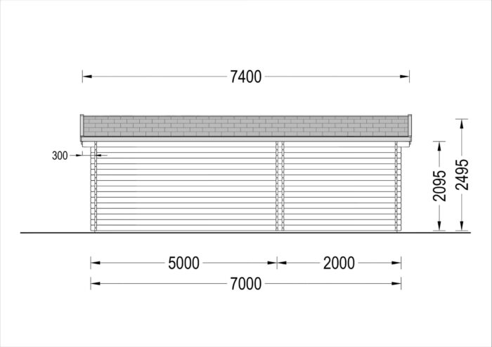 Premium Gartenhaus KARL (34mm) 5x4m, 20m² + 8m² Terrasse