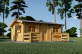 Blockbohlenhaus ARMIN (44 mm) 31 m² mit Satteldach Extra Isoliert