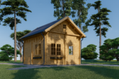 Blockbohlenhaus mit Schlafboden DORNBIRN (66 mm), 20 m² + 16 m²