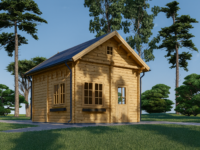 Blockbohlenhaus DORNBIRN (44+44 mm · Extra Isoliert) · 20 m² + 16 m² Schlafboden