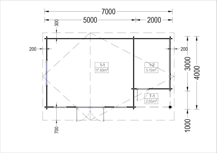 Premium Gartenhaus CLAUDIA (66mm) 28m², 7x4m