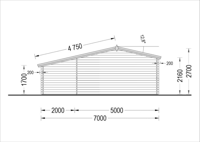 Premium Gartenhaus CLAUDIA (44mm) 28m²