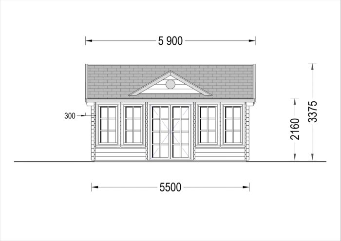 Gartenhaus BRÜSSEL 5.5x4 m, 22 m²