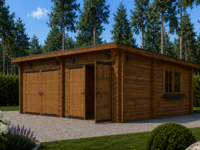 Doppelgarage aus Holz mit Pultdach (44mm) 6x6m, 36m²